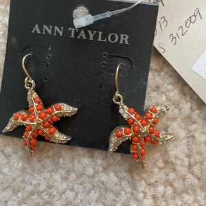 Ann Taylor Gold and Orange Starfish Earrings